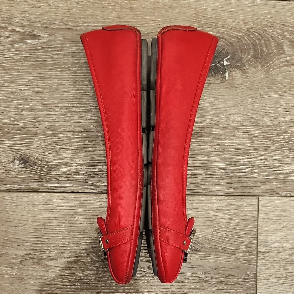 MICHAEL KORS Gorgeous Red Saffiano Leather Flats